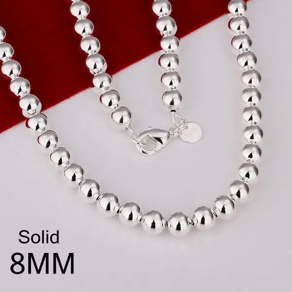 

XLN111 Wholesale silver plated Necklace, Factory price 925 stamped fashion jewelry 8mm Bean Necklace /ahjaiyqa