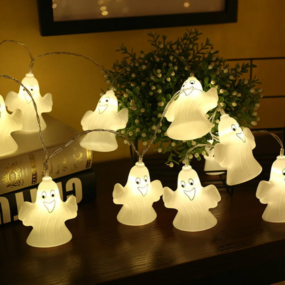 

Halloween Warm White Light Party Decoration Lovely Ghost LED String Lights Battery Powered Haunted House Props 3.8m16 Bulbs