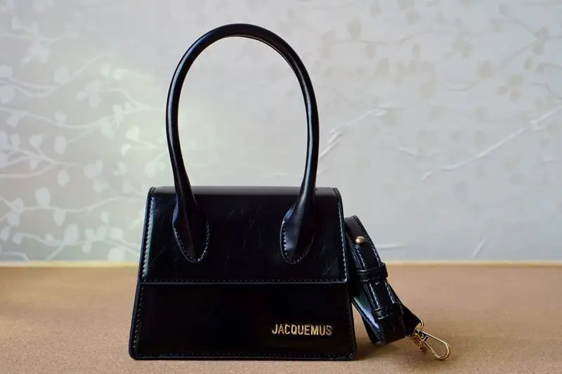 Женские сумки JACQUEMUS, мини-сумка-мессенджер из искусственной кожи, женская сумка через плечо, женская сумка, аксессуары, сумка-тоут, украшения, небольшой лоскут - Цвет: Black Medium