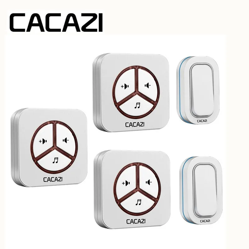 

CACAZI Smart Doorbell Wireless Waterproof Battery Button Home 280M Remote Calling bell AC Receiver EU US Plug 48 Chime 6 Volume
