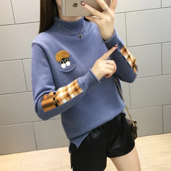 

Half turtleneck sweater 2020 new style soft sweater, red blouse, knitted sweater, bottoming shirt, long sleeved women.