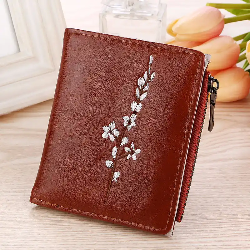 Женский кошелек на молнии винтажный с цветочной вышивкой|small wallet|short walletf wallet |