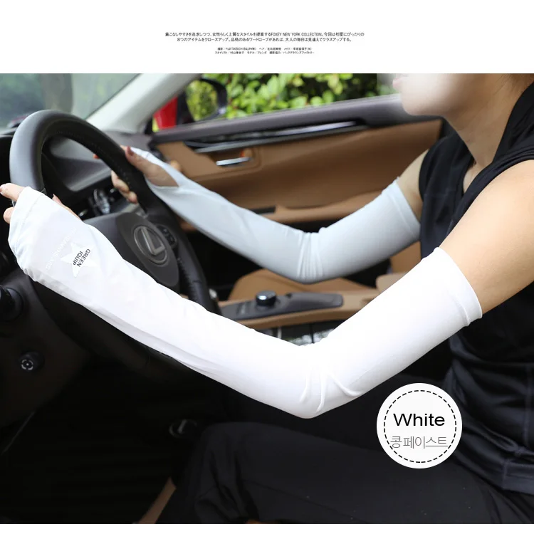 Ice Cool Sunscreen Arm Sleeve Half Finger Gloves Fingerless Arm Warmers Sun Protection Driving Mittens Cuff Anti-UV Long Gloves (16)