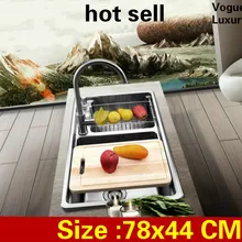 Дома vogue мыть овощи кухня двойной паз раковина роскошные прочный 304 нержавеющая сталь 780x440 мм