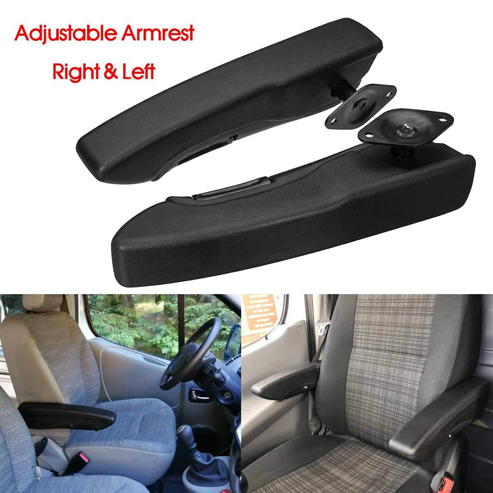 

1PCS Universal Car Left/Right Side Adjustable Seat Armrest Engineering Seat Armrest Comfortable Rest PU Foam Black For Truck