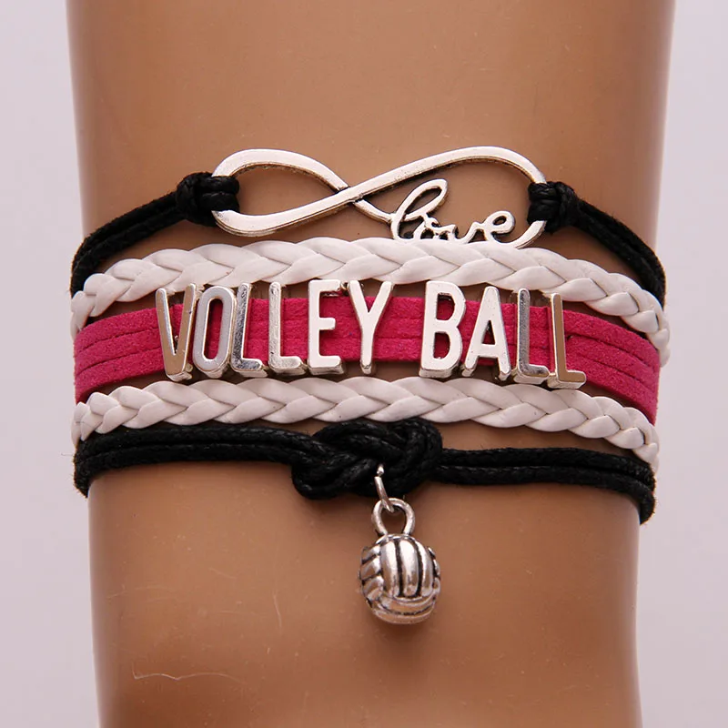 

NCRHGL Infinity love VOLLEYBALL bracelets bangles Volleyball charm braided pu leather bracelet jewelry man woman Drop Shipping