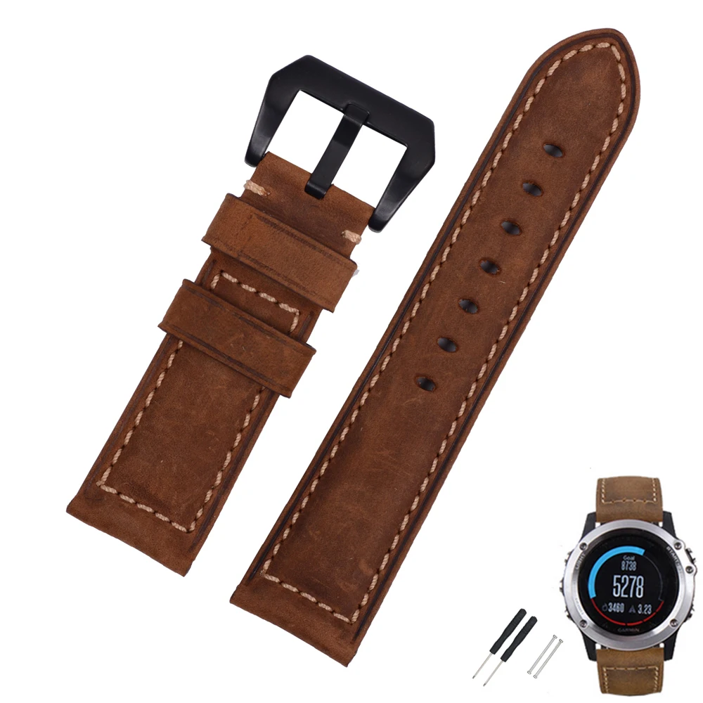 EACHE 26 мм ремешок для часов из натуральной кожи Garmin Fenix 3 Crazy Horse кожаный мужские
