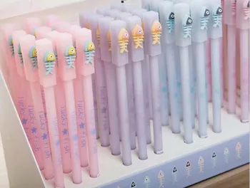 

cute lucky fish style gel ink pen cartoon stationery prize kawaii stydent pen office writing sign pen black neutral pen 48pc/lot