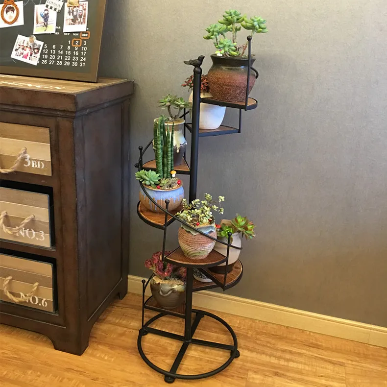 

Vintage Iron Flower Rack Shelf Organizer Garden Decoration Industrial Decor