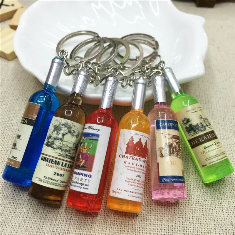 

5 Pieces/Pack Fine quality Unisex Fashion Drink bottle Key chain Resin Mixed color Car Keyring Keychain Ring Gift