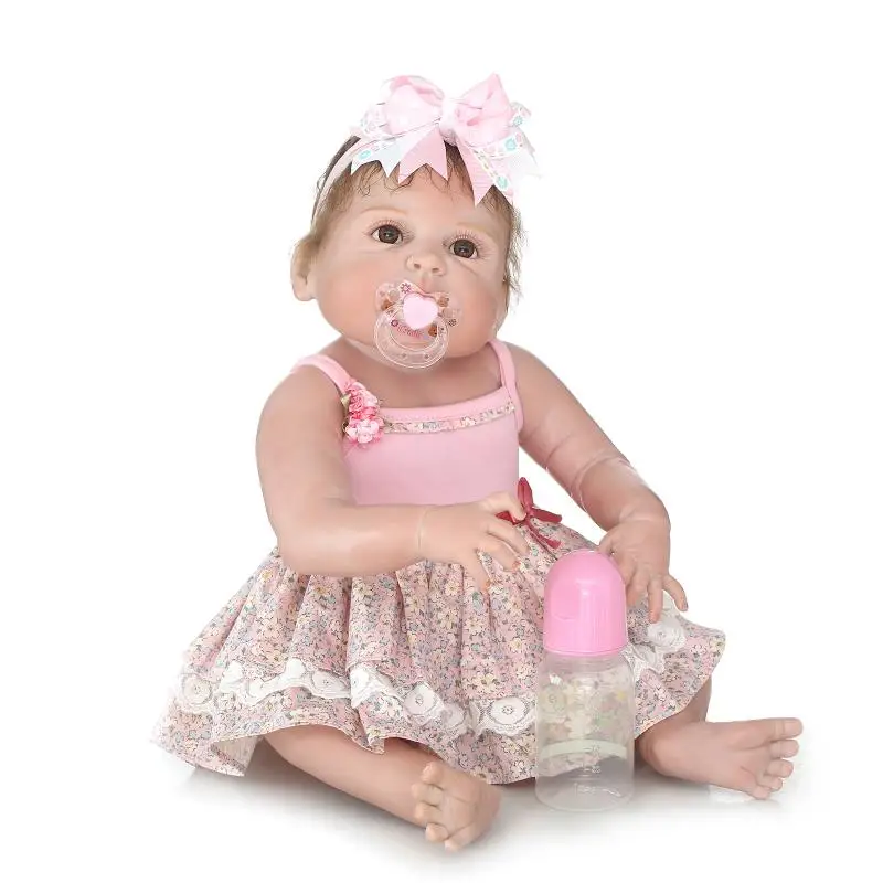 

Lovely Weighted 23 Inch 57cm Full Body Soft Silicone Vinyl Reborn Baby Girl Doll Toddler Lifelike Newborn Dolls That Look Real
