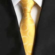 8 см узор в горошек желтые мужские галстуки Модный деловой костюм галстуки бренд шелковые Узкие жаккардовые галстуки аксессуары