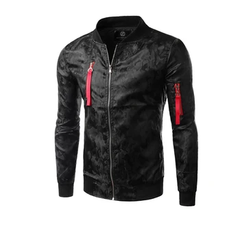 

Casual Zipper Winter Bomber Jacket Men Solid Color Long Sleeve Trend Coat Plus Size Windbreaker Black Warm Slim Men's Jacket