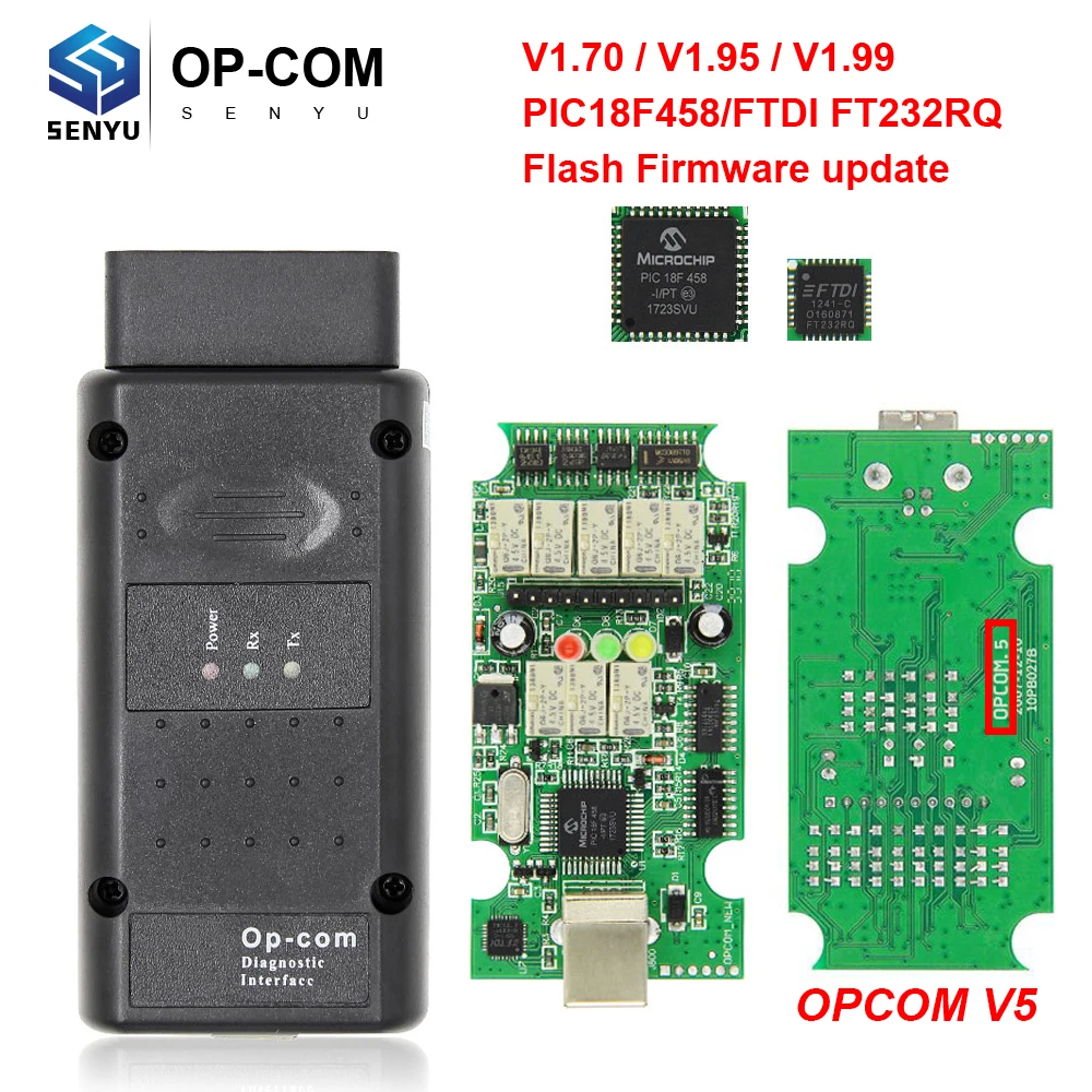 OP COM V5 Для Opel 1,70 1,95 1,99 PIC18F458 OPCOM Flash обновление прошивки FTDI FT232RQ OBD OBD2 сканер автомобильный диагностический авто инструмент