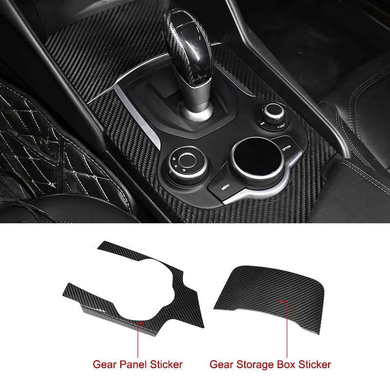 QHCP углеродное волокно лента для приборной панели переключения передач Панель рамка коробка для хранения наклейки дверные ручки крышки для Alfa Romeo Giulia Stelvio