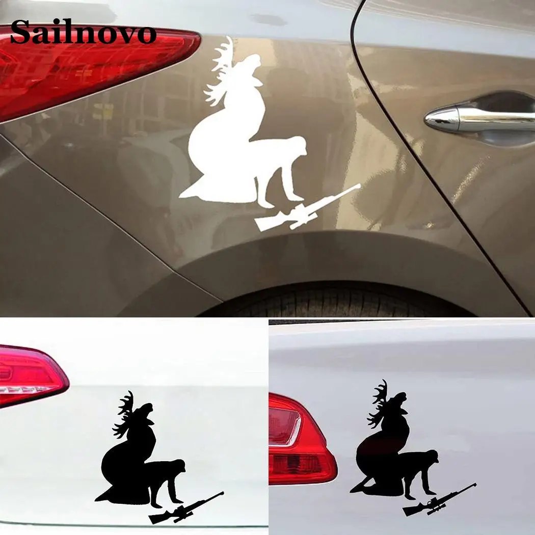 

Sailnovo 12cm x 12cm Fashion Car Stickers PVC Moose Hunting Pattern Film Car Body Sticker Humorous Body Paste Motorcycle sticker