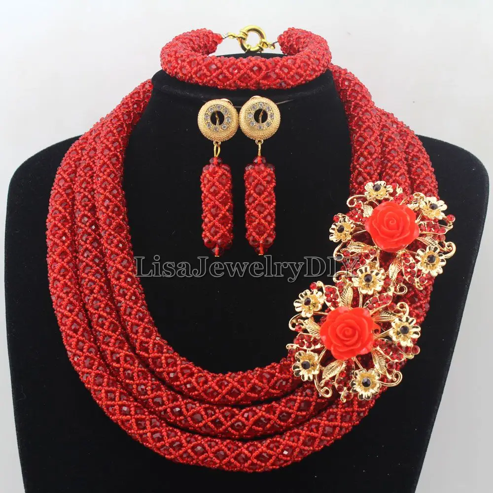 

Fashionable African Beads Jewelry Sets Crystal Jewelry Set Nigerian Wedding Necklace Womens Jewellery Set Jewelry Sets HD7267