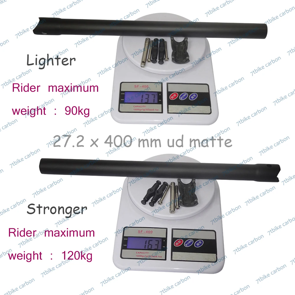 Черный Подседельный штырь из углеродного волокна для велосипеда, подседельный штырь для велосипеда 27,2/31,6*400 мм