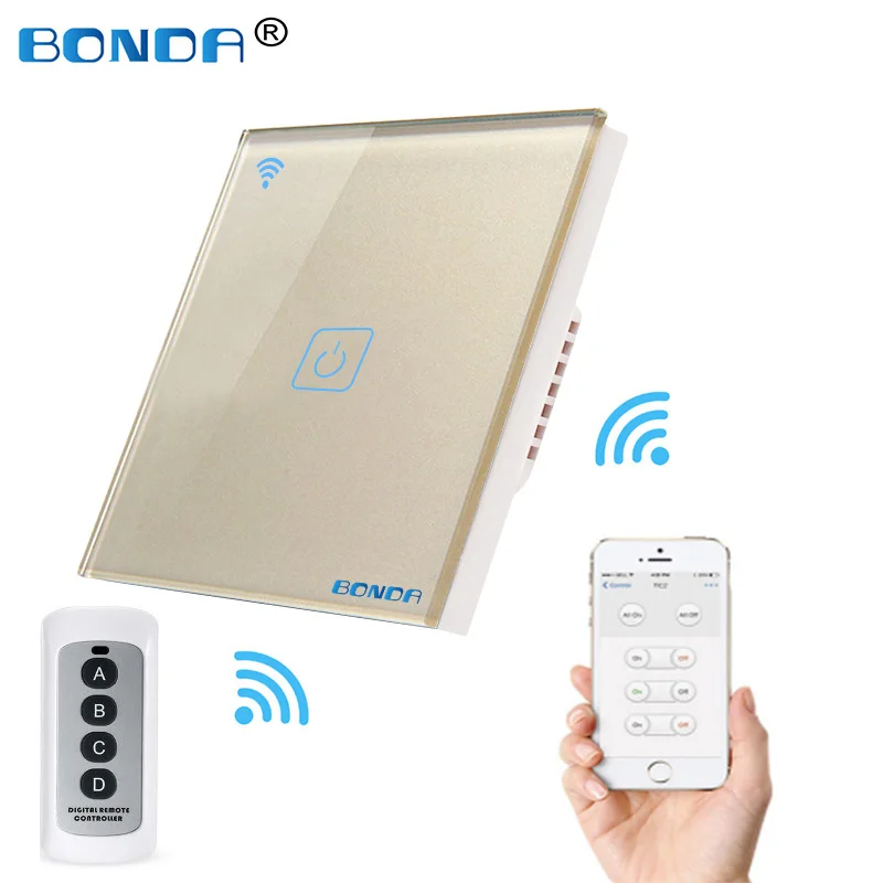 BONDA ЕС Стандартный 1/2/3 с WiFi сенсорный выключатель Смарт настенный помощью