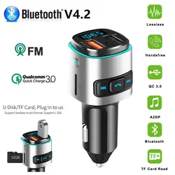 Автомобильный FM передатчик Bluetooth громкой связи Bluetooth гарнитура для 4,2 Bluetooth Автомобильный fm-передатчик Mp3 плеер Hands Free автомобильный