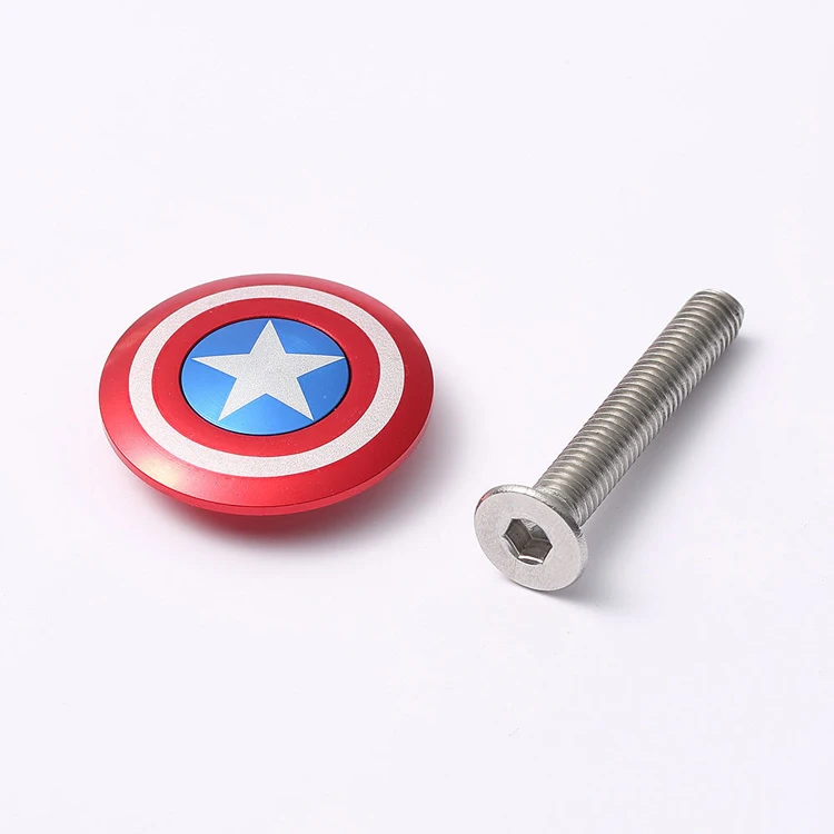Крышка для велосипедной гарнитуры 28,6 мм 1 1/", верхняя крышка для велосипедного руля, крышка для гарнитуры с логотипом Капитан Америка - Цвет: Captain America