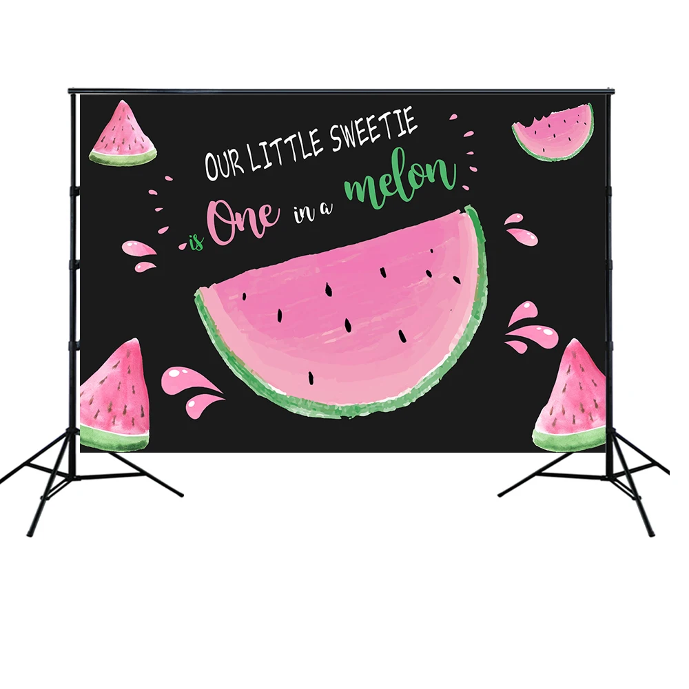 HUAYI one in a Melon Backdrop for Girl 1st Birthday Party Summer Watermelon Party Banner Photo Background Table Decor w-2053