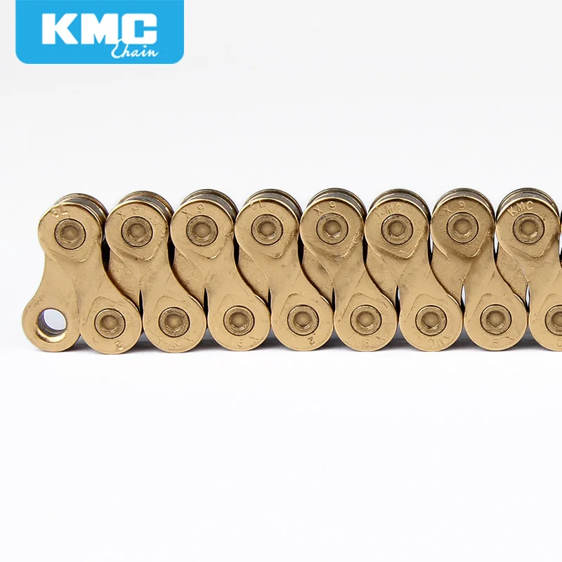 Excellent KMC X9 Golden Alloy Iron 9/18/27 Speed Bike Chain MTB Mountain Road Bike Universal Bicycle Chain 116 Links Missing Connect Links 3
