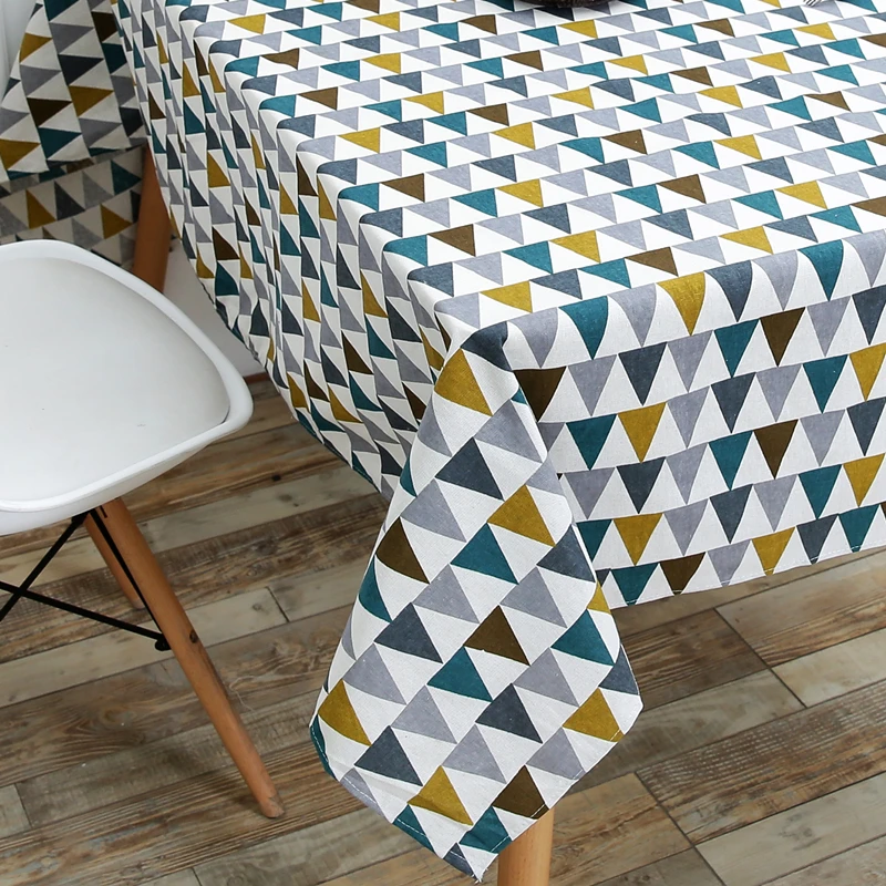 Triangle Printed Patterns Table Cloth Cotton Linen Dining Decorated Mediterranean Style Can Wash The Tablecloth