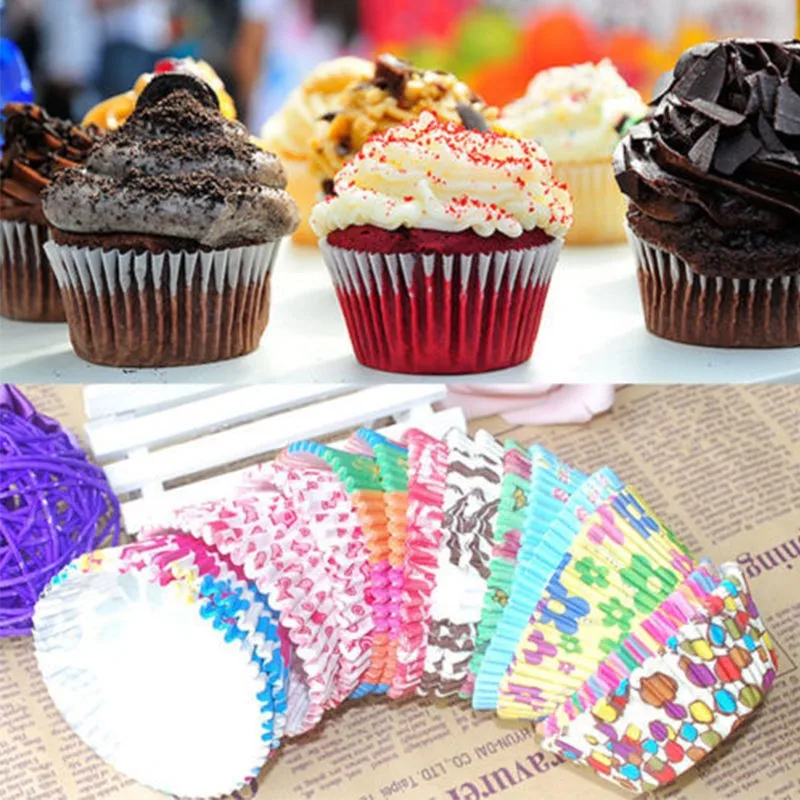 100pcs Cupcake Cases Paper Cup Chocolate Liners Baking Egg Tarts Pastry Tools Muffin Party