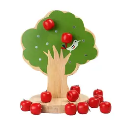 Монтессори Деревянные магнитные яблоня математические игрушки раннего обучения Развивающие деревянные игрушки для детей Для мальчиков