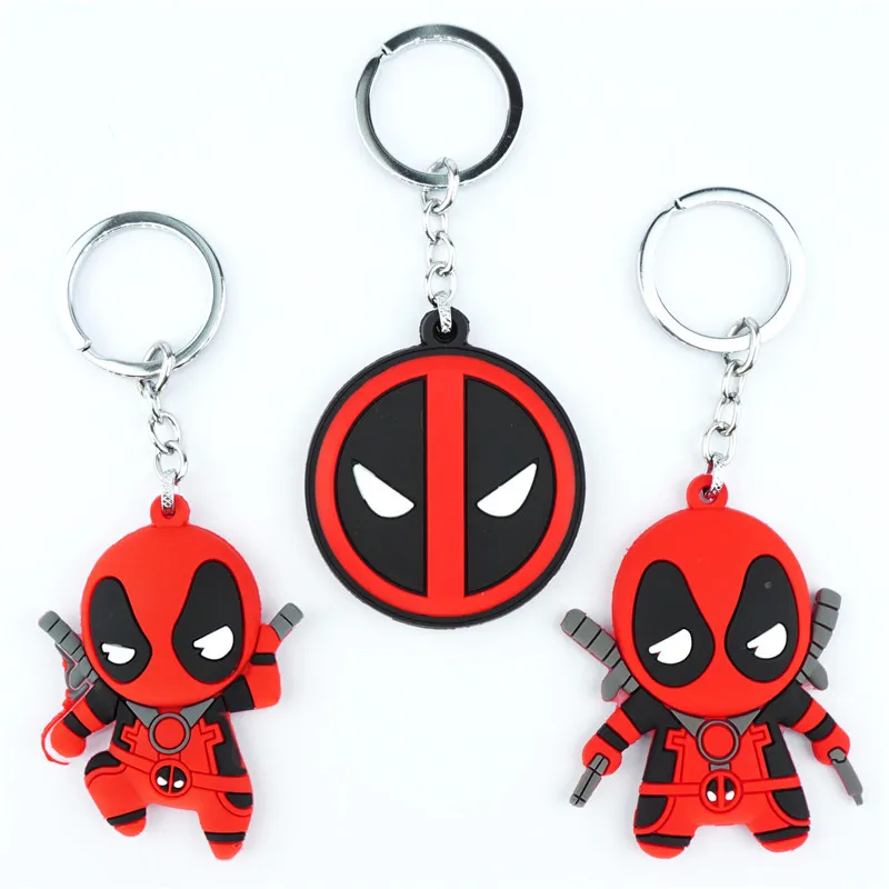 

Cartoon Deadpool Keychain Keyring Figure Silicone Pendants Double Sided Key holder Key Ring Cosplay Backpack Bag Accessories New