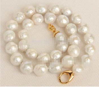 

17" 14mm Baroque white Reborn keshi pearls necklace>>>Lovely Women's Wedding Jewelry Pretty