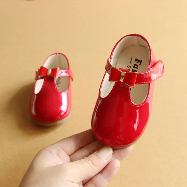 2019 Baby Girl Dress Shoes Hard Sole Ballet Party Dress Cute Butterfly-knot Patent Leather Baby Princess Shoes Toddler Shoes