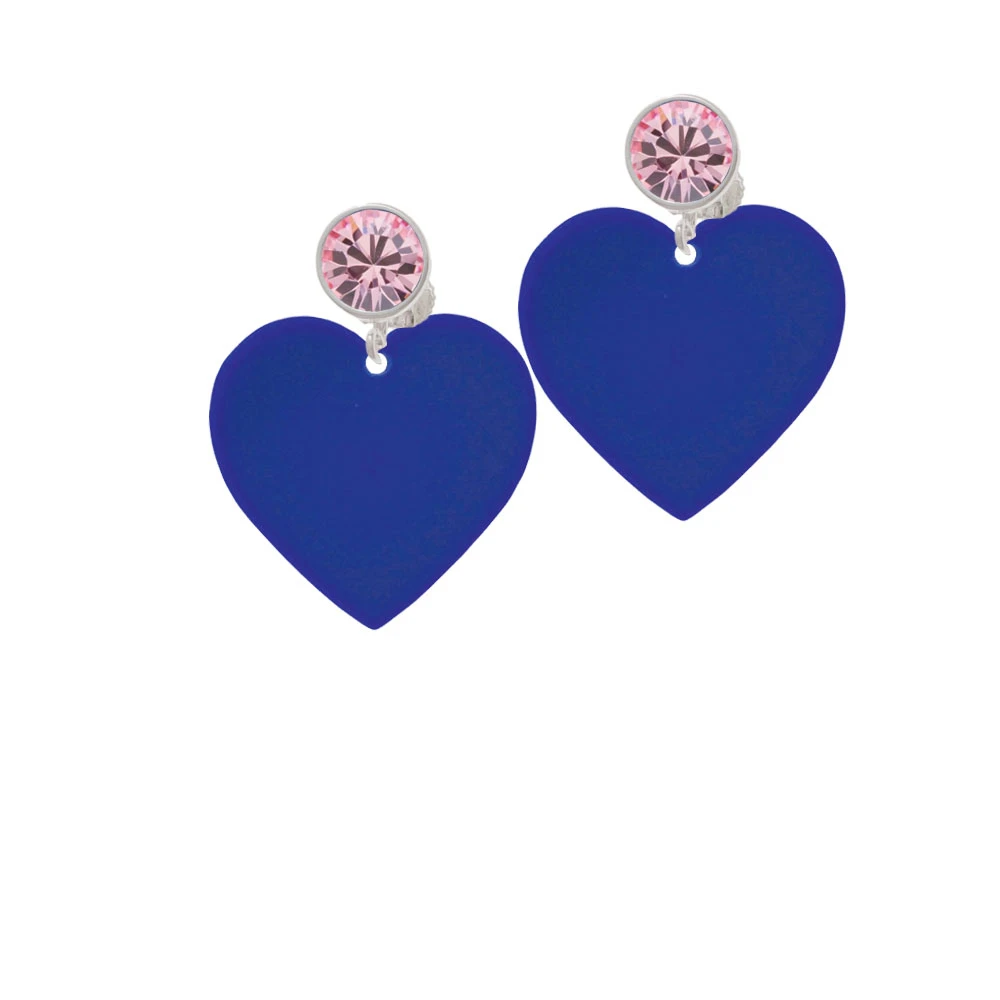 Acrylic 1 Navy Blue Heart Crystal Clip On Earrings (3)