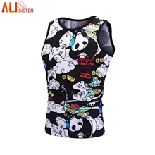 Alisister мультфильм панда печати мужские майки 3d милый жилет без рукавов Повседневная Мужская спортивная одежда Фитнес рубашка майки Camisa