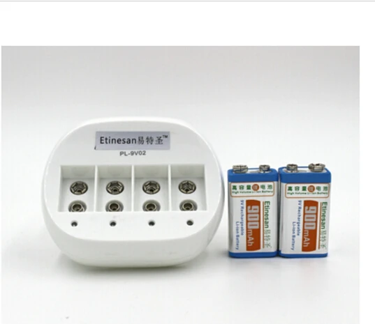 2 шт ETINESAN 9v 900mAh литий-ионная аккумуляторная батарея + зарядное устройство
