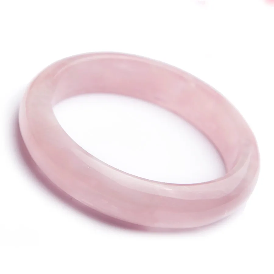 Genuine Pink Natural Rose Quartz Gemstone Fashion Crystal Bangle Inner