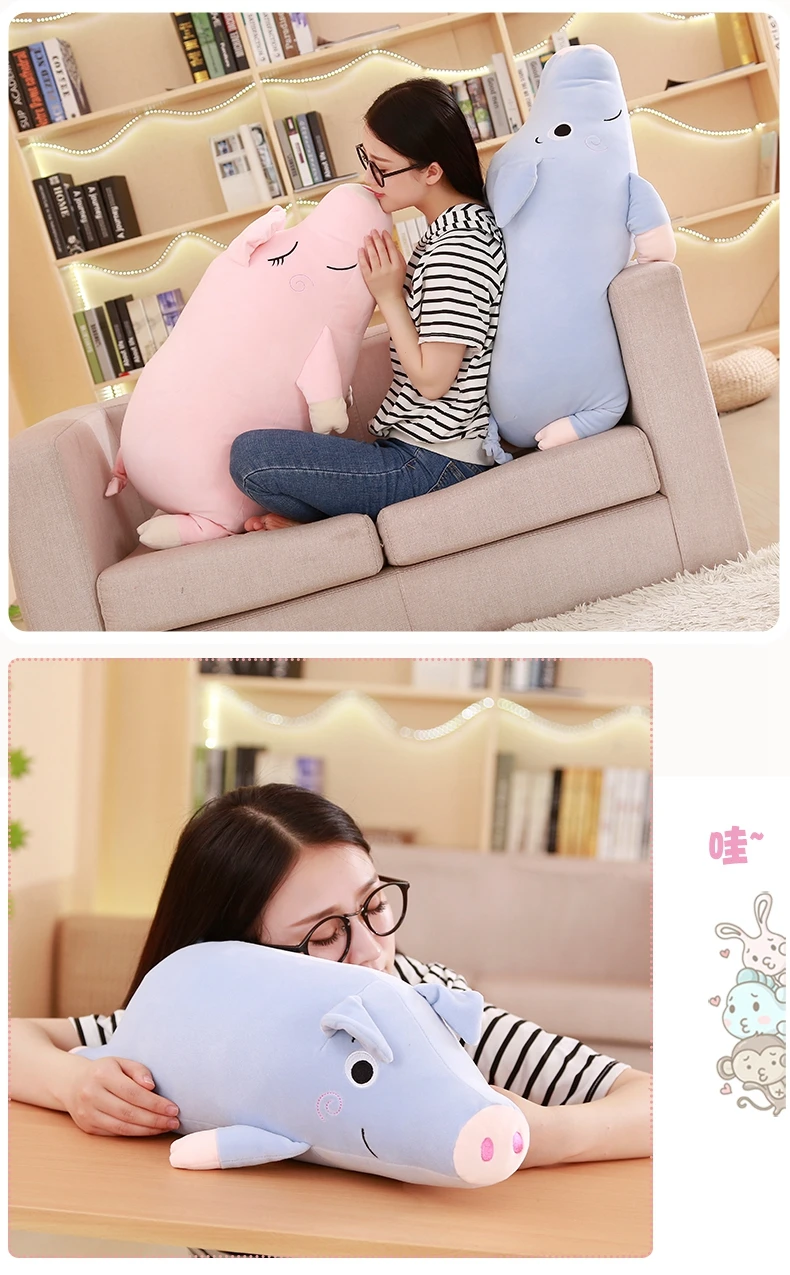 Cuddly Soft Lying Piggy Plush Pillows Doll Big Stuffed Animals Pig Toy for Children Gift Decoration 35inch 90cm DY50446 (8)