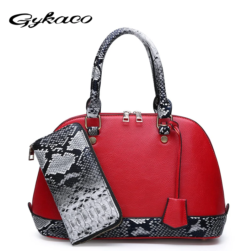 

Gykaeo Fashion Snake Pattern Shell Bag Ladies PU Leather Messenger Bags Handbags Women Famous Brands Shoulder Bag Sac A Main