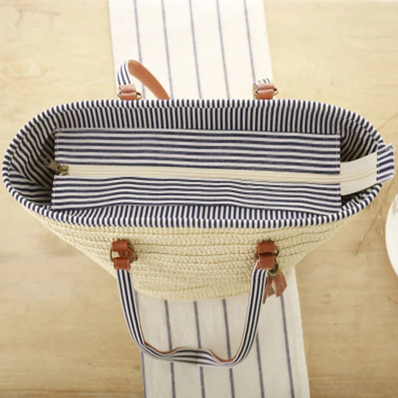 Women Summer Handbag INS Popular Female Beach Straw Bags Tassel Large Lady Shoulder Bag Travel Shopping Tote Basket SS0404 (27)