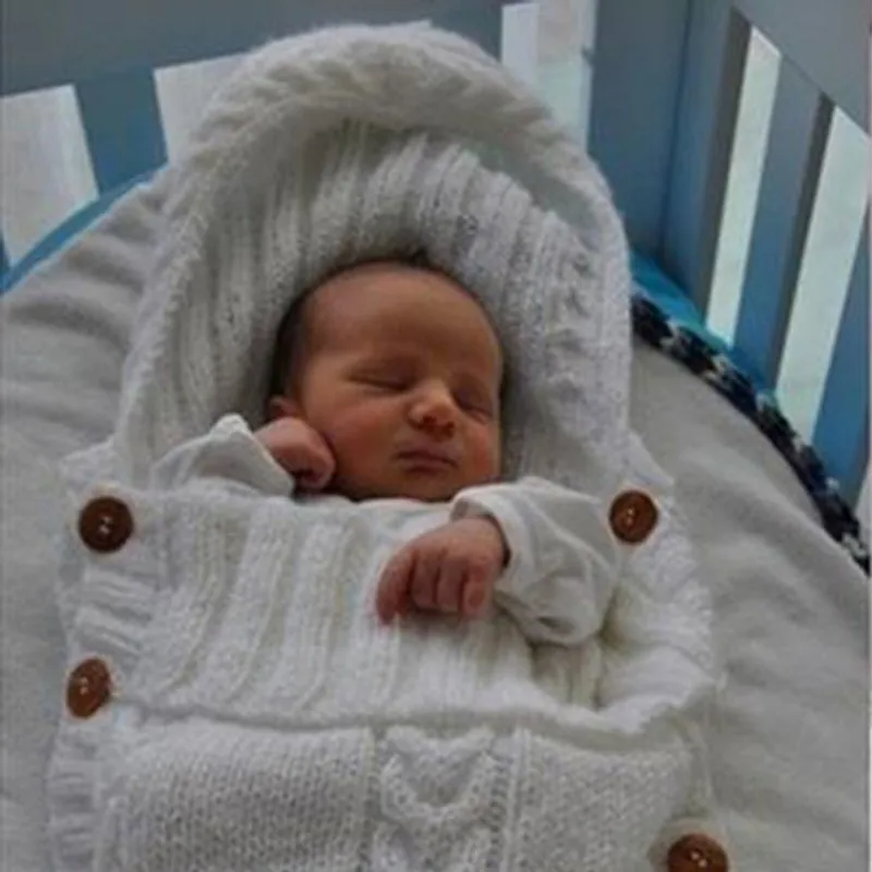Детское шерстяное вязаное одеяло, спальный мешок, коляска, обёрточная простыня для новорождённого пеленания, одеяло, детский спальный мешок, для детей 0-12 месяцев