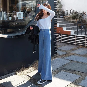 

Wash Retro Flare Jeans High Waist Wide Leg Jeans Women Casual Bell Bottom Jeans Woman Mom Thin Summer Loose Denim Pants Ladies