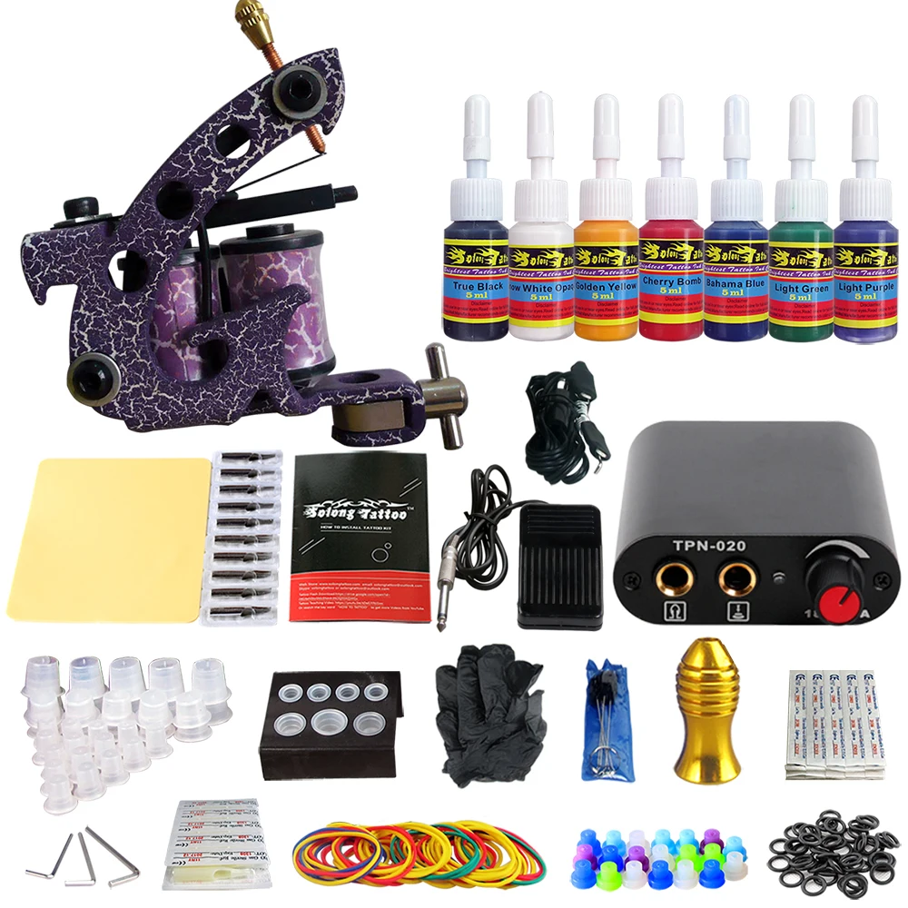 

Solong Tattoo Beginner Tattoo Machines Set Coil Machine 7 Colors TK105-78
