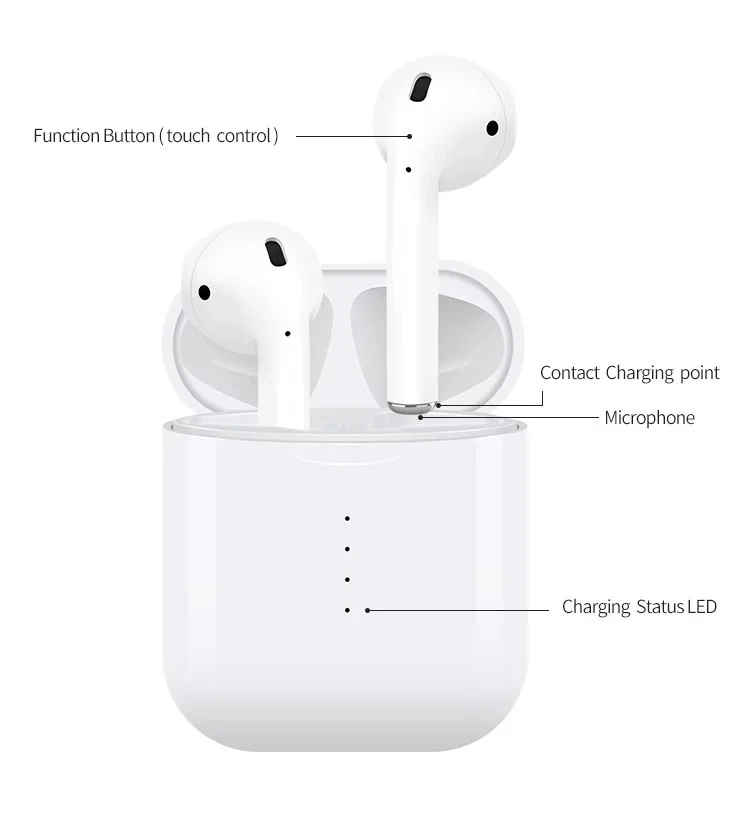 

i10 TWS Wireless Bluetooth Earphone 5.0 Touch Bluetooth Headsets Earbuds with Wireless Charging Mic For CellPhone pk i11 i12