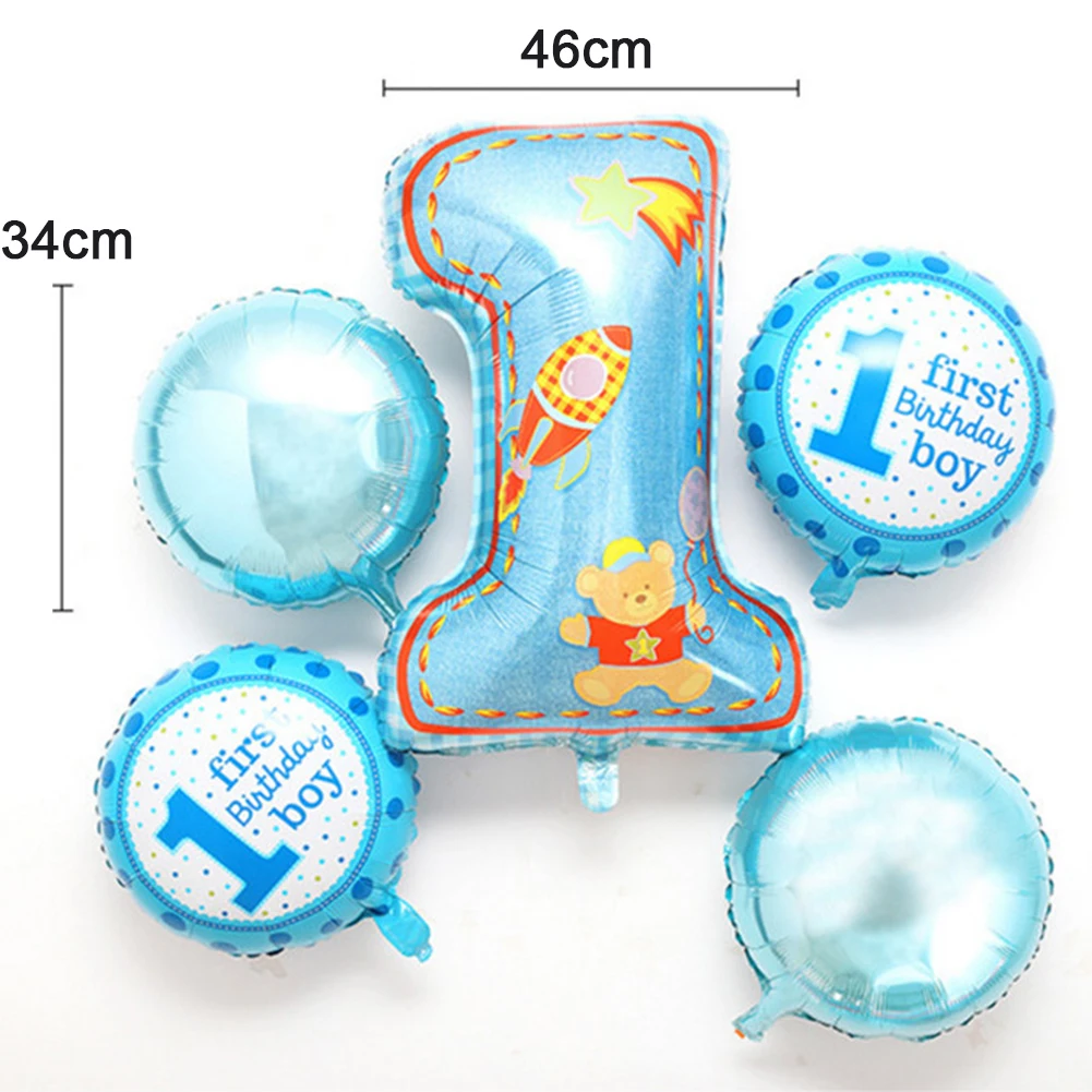 5 шт. Детские 1st на день рождения шары синий розовый Фольга шар с днем День рождения Декор дети на первый день рождения для мальчиков и