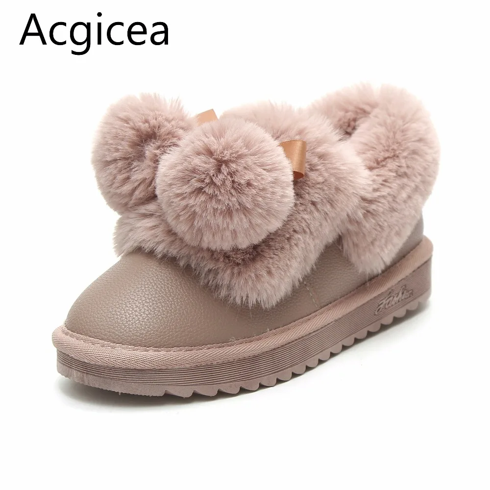 Super Nieve 2018 Cómodo Tobillo Lindo Piel Nuevas negro Invierno Mujeres Las Plano rosado Beige Zapatos Negro De Rosa Tacón Calzado Cálido Mujer Botas Confortable IwrSqZwO