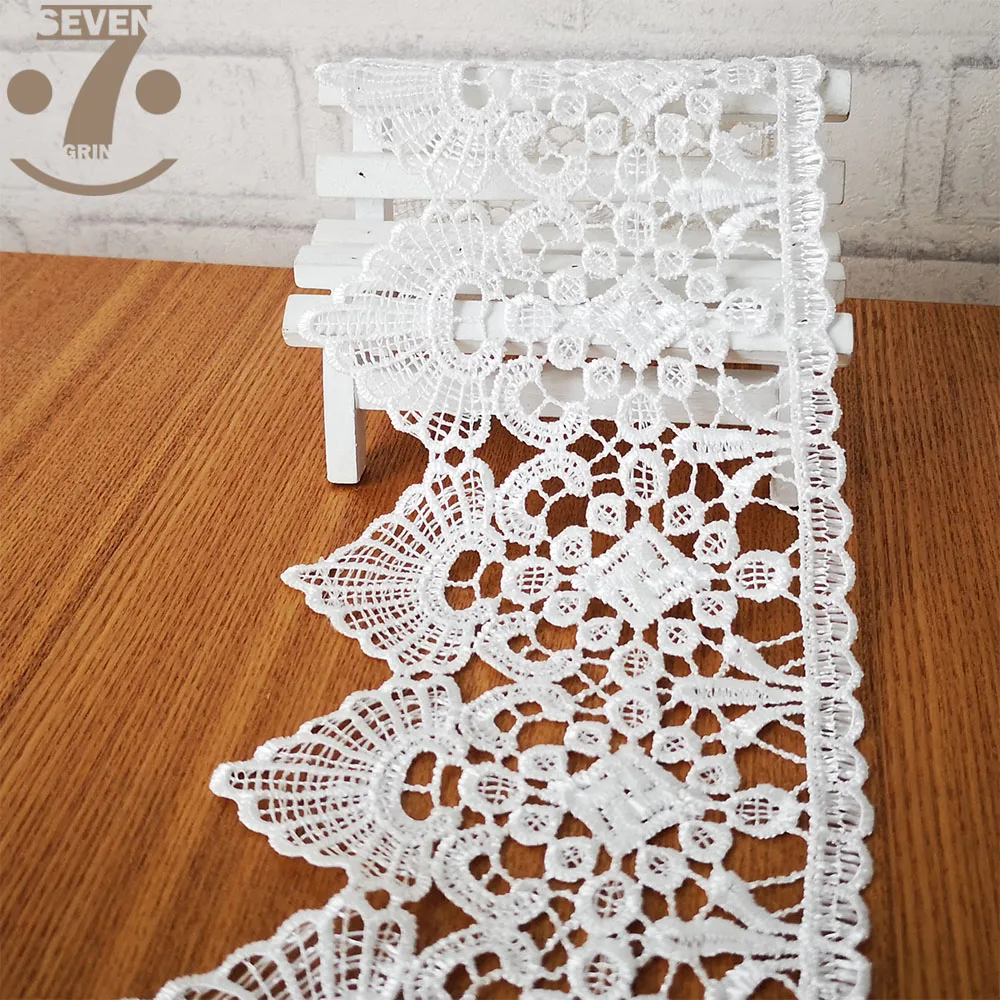 

Free Shipping 1 Lot/15Yards 9cm White Color Polyester Embroidered Lace Border For DIY Crafts Sewing Accessories For Home Textile