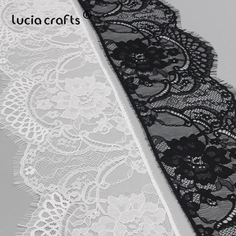 

Lucia crafts 3y 15cm White/black Embroidered Lace Trim Ribbon Wedding Decor DIY Garment Sewing Accessories R0501