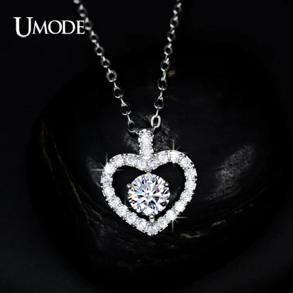 

Romantic Heart Shape 0.75ct CZ Pendant Necklace (Umode UN0046)