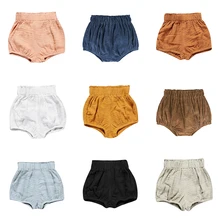 От 0 до 6 лет милые штанишки для новорожденных шорты-штаны с карманами из хлопка и льна Треугольники однотонные Bobo Bebe Шорты для девочки летние брюки